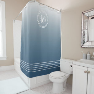 Blue Ombre Mit Monogramm Duschvorhang