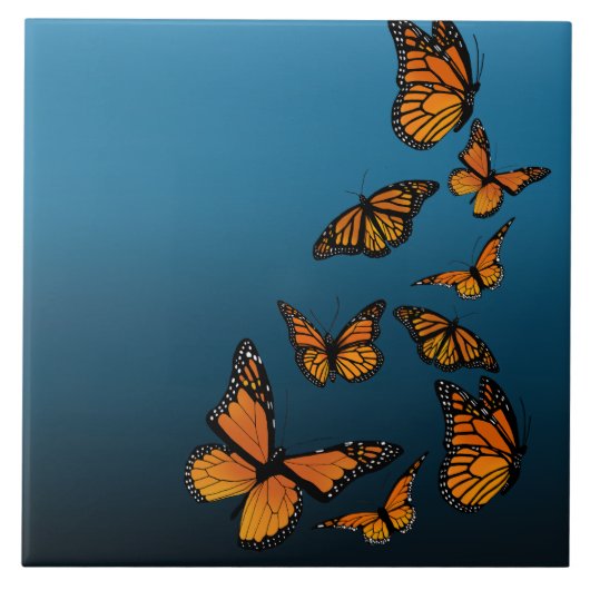 Blue Ombre Monarch Butterflies Fliese (Vorderseite)