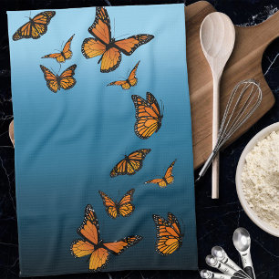 Blue Ombre Monarch Butterflies Geschirrtuch