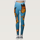 Blue Ombre Monarch Butterflies Leggings (Vorderseite)