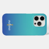 Blue Ombre Monogram Script Modern Case-Mate iPhone Hülle (Rückseite (Horizontal))