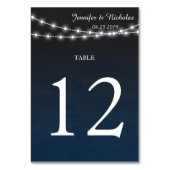 Blue Ombre n Lights Wedding Reception Tischnummer (Rückseite)