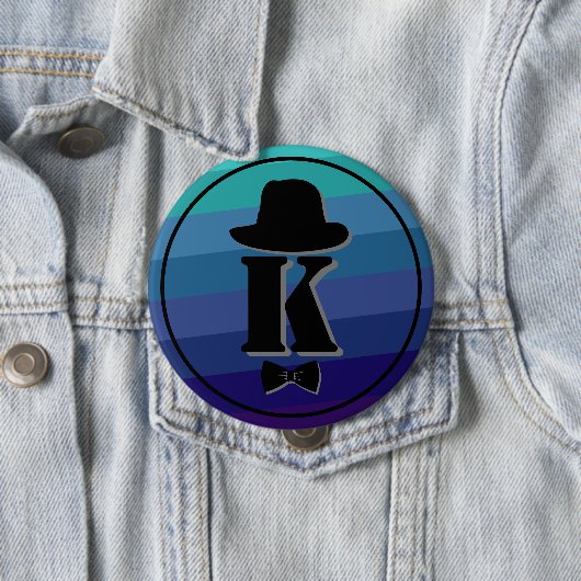 Blue Ombre Name Initial Monogram for Men Button (Beispiel)