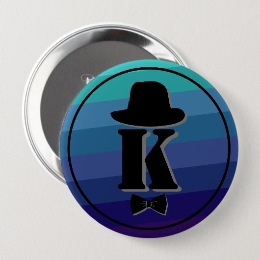 Blue Ombre Name Initial Monogram for Men Button (Vorne & Hinten)