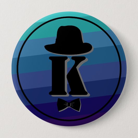 Blue Ombre Name Initial Monogram for Men Button (Vorderseite)