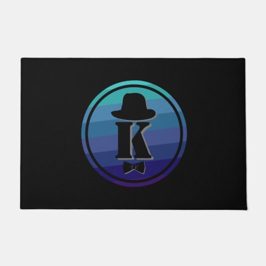 Blue Ombre Name Initial Monogram for Men Fußmatte (Vorderseite)