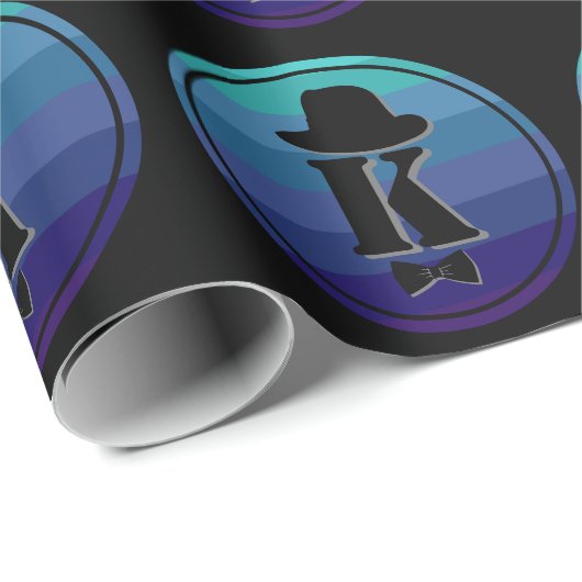 Blue Ombre Name Initial Monogram for Men Geschenkpapier (Rolleneckpunkt)