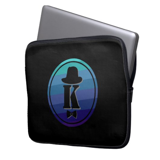 Blue Ombre Name Initial Monogram for Men Laptopschutzhülle (Vorderseite Links)