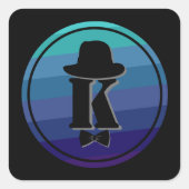 Blue Ombre Name Initial Monogram for Men Quadratischer Aufkleber (Vorderseite)