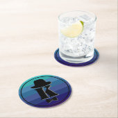 Blue Ombre Name Initial Monogram for Men Runder Pappuntersetzer (Vor Ort)