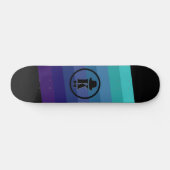 Blue Ombre Name Initial Monogram for Men Skateboard (Horizontal)