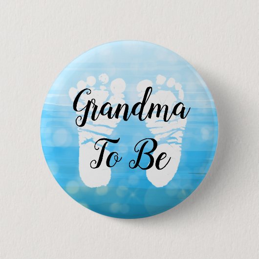 Blue Ombre Oma zu Baby Showknopf Button (Vorderseite)