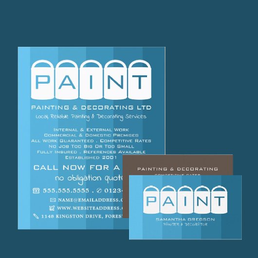 Blue Ombre, Paint Buckets, Maler & Dekorator Flyer