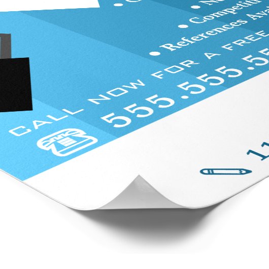 Blue Ombre & Paint Roller, Painter & Decorator Poster (Ecke)