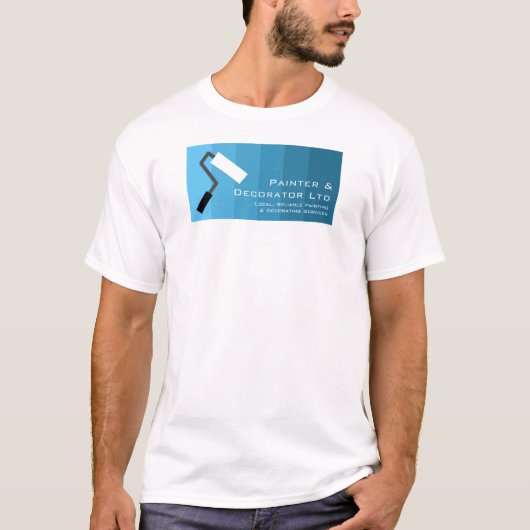 Blue Ombre & Paint Roller, Painter & Decorator T-Shirt (Vorderseite)