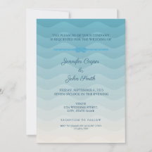 Blue Ombre Pastel Knot Modern Wedding Einladung