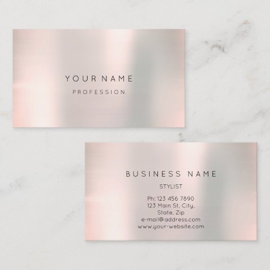 Blue Ombre Pearly Abstrakt Minimal Smoky Metal Visitenkarte (Vorne/Hinten)