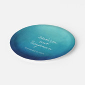 Blue Ombre Personalisiert Hochzeitstorte Teller (Schrägansicht)