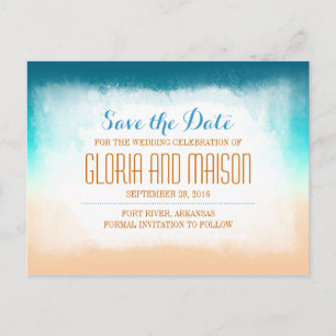 Blue ombre Save the Date Postkarten