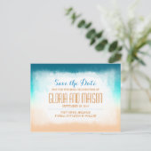Blue ombre Save the Date Postkarten (Stehend Vorderseite)
