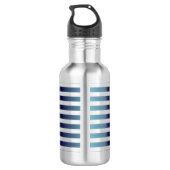 Blue Ombre Stripes Edelstahlflasche (Rückseite)