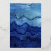 Blue Ombre Wasserfarbe und Gold Bat Mitzvah Folieneinladung (Rückseite)