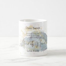Blue Ombre Watercolor Gold Trauzeugin Anforderung Kaffeetasse