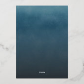 Blue Ombre Watercolor Minimalistisch Wedding Gold Folieneinladung (Rückseite)