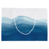 Blue Ombre Watercolor Oh Baby Dusche Große Geschenktüte (Rückseite)