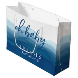 Blue Ombre Watercolor Oh Baby Dusche Große Geschenktüte
