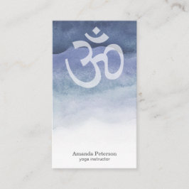 Blue Ombre Watercolor Om Yoga Instructor Visitenkarte