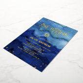 Blue Ombre Watercolor und Gold Bar Mitzvah Folieneinladung (Gedreht)