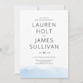 Blue Ombre Watercolor Wedding Einladung (Vorderseite)