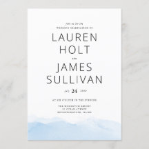 Blue Ombre Watercolor Wedding Einladung