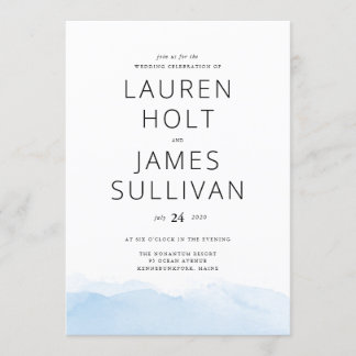 Blue Ombre Watercolor Wedding Einladung