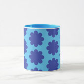 Blue on Aqua Retro Blume Art Tasse Cup (Zentrum)