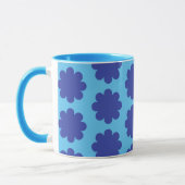 Blue on Aqua Retro Blume Art Tasse Cup (Links)