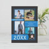 Blue on Black 5-Foto Collage Abschluss Ankündigung (Stehend Vorderseite)