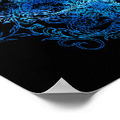 Blue on Black Calavera Print Poster (Ecke)