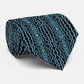 Blue On Black Curvy Twisty Line Drawing Pattern Krawatte (Gerollt)