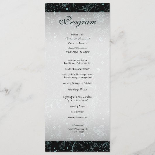 Blue on Black Floral Border Program Programm (Rückseite)