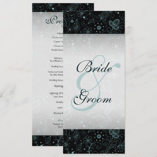 Blue on Black Floral Border Program Programm (Vorne/Hinten)