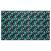 Blue on Black Lilie Stoff (Fat Quarter (45,7 x 55,9 cm))