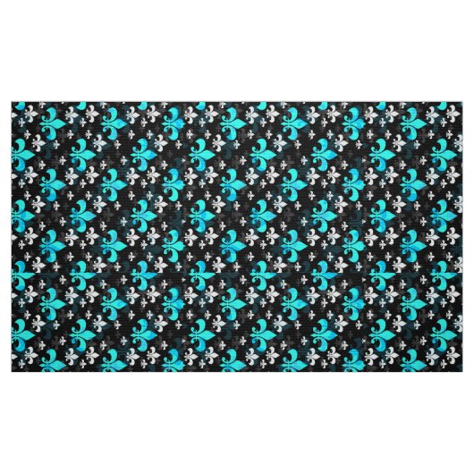 Blue on Black Lilie Stoff (Fat Quarter (45,7 x 55,9 cm))