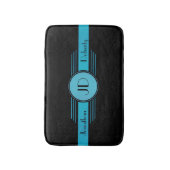 Blue on Black Monogram Art Deco Badematte (Vorderseite Vertikal)