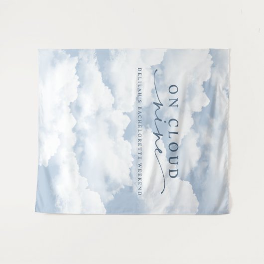 Blue "On Cloud Nine" Bachelorette Wochenende Hinte Wandteppich (Vorderseite (Horizontal))