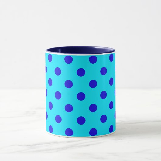 Blue On Cyan Polka Dots Pattern Design Tasse (Zentrum)