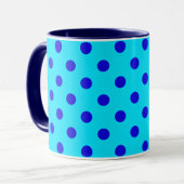 Blue On Cyan Polka Dots Pattern Design Tasse