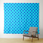 Blue On Cyan Polka Dots Pattern Design Wandteppich (Beispiel (Horizontal))