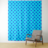 Blue On Cyan Polka Dots Pattern Design Wandteppich (Beispiel)